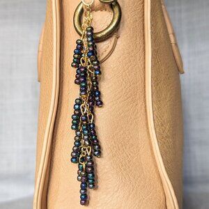 GOLD TONE BEADED CHARM FOR HANDBAG PURSE TOTE BACKPACK OR KEYCHAIN